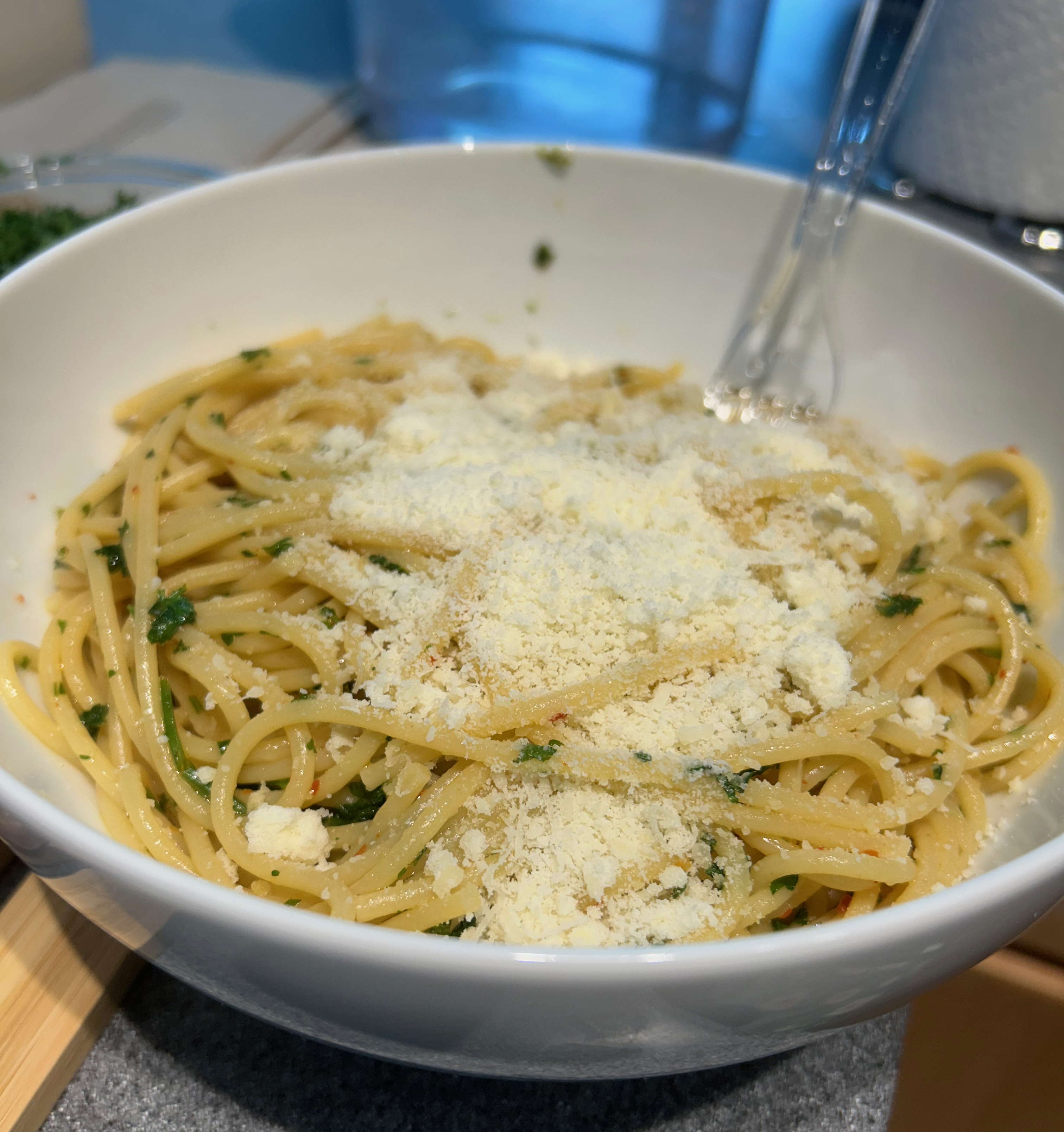 pasta with parm on it